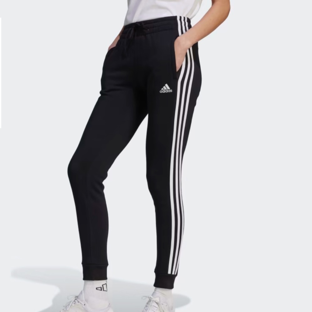 Adidas Black and White Tapered Track Pants